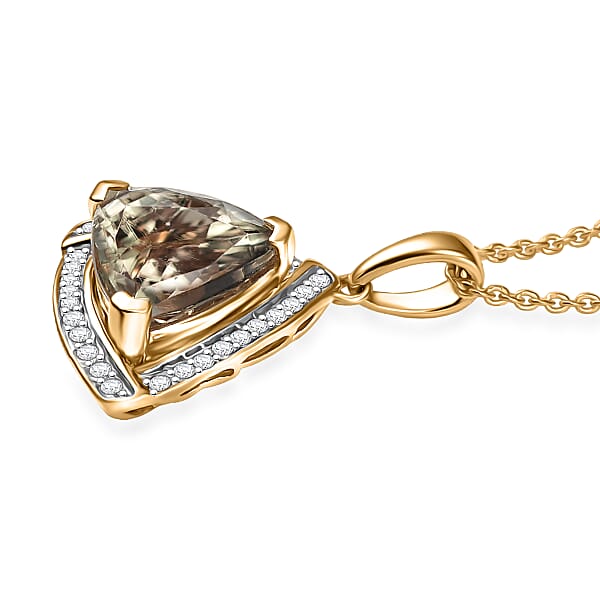 Shop Lc Certified & Appraised Luxoro AAA Turkizite And G-H I2 Diamond 4.21 Ctw Pendant Necklace In 14K Yellow Gold 20 Inches (Del. In 10-15 Days)
