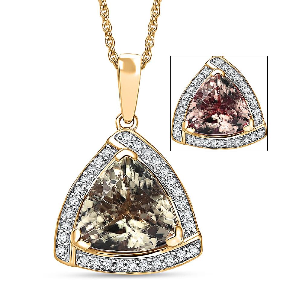shop lc Certified & Appraised Luxoro AAA Turkizite and G-H I2 Diamond 4.21 ctw Pendant Necklace in 14K Yellow Gold 20 Inches (Del. in 10-15 Days)