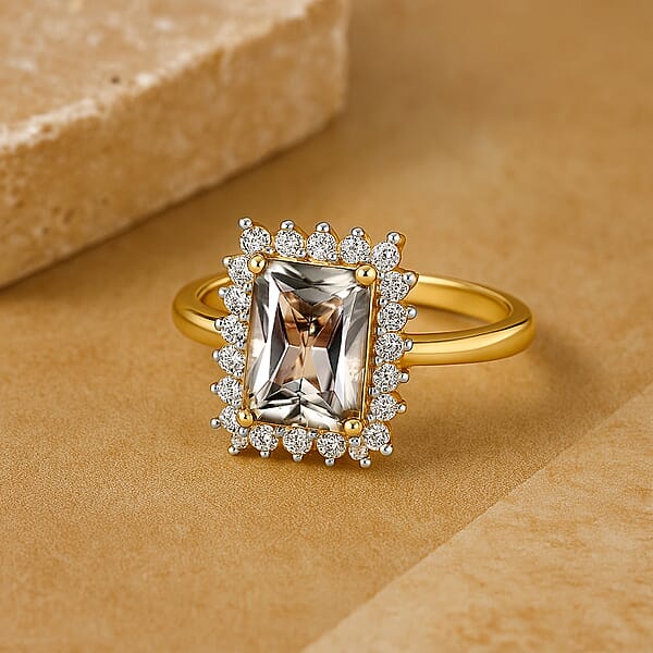 Shop Lc Certified & Appraised Luxoro AAA Turkizite And G-H I2 Diamond 3.06 Ctw Halo Ring In 14K Yellow Gold 4.66 Grams (Del. In 10-15 Days)