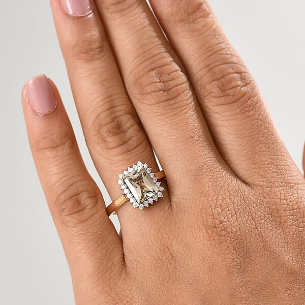 Shop Lc Certified & Appraised Luxoro AAA Turkizite And G-H I2 Diamond 3.06 Ctw Halo Ring In 14K Yellow Gold 4.66 Grams (Del. In 10-15 Days)