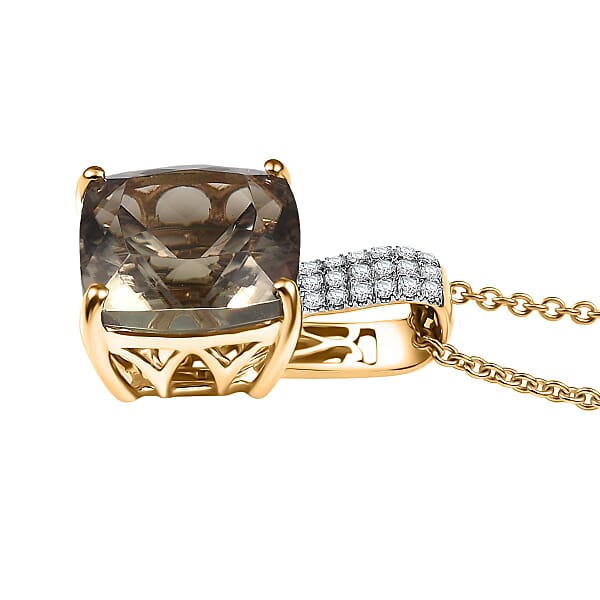 Shop Lc Certified & Appraised Luxoro AAA Turkizite And G-H I2 Diamond 5.85 Ctw Pendant Necklace In 14K Yellow Gold 20 Inches (Del. In 10-15 Days)