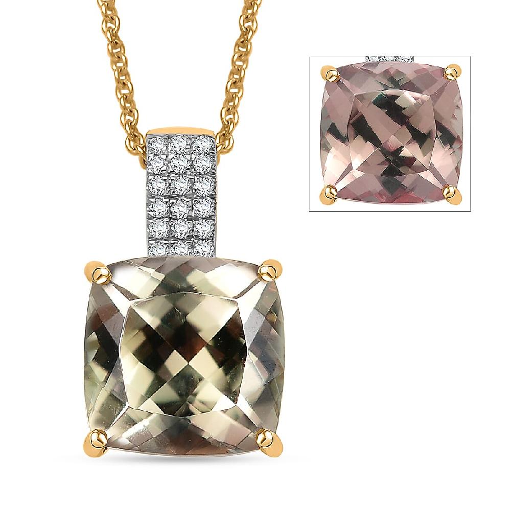 shop lc Certified & Appraised Luxoro AAA Turkizite and G-H I2 Diamond 5.85 ctw Pendant Necklace in 14K Yellow Gold 20 Inches (Del. in 10-15 Days)