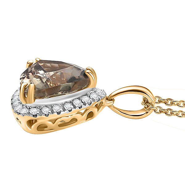 Shop Lc Certified & Appraised Luxoro AAA Turkizite And G-H I2 Diamond 3.35 Ctw Pendant Necklace In 14K Yellow Gold 20 Inches