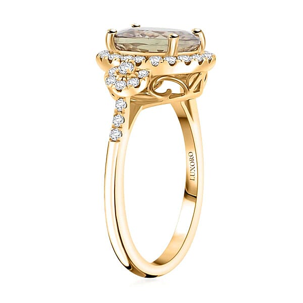 Shop Lc Certified & Appraised Luxoro AAA Turkizite And G-H I2 Diamond 4.00 Ctw Ring In 14K Yellow Gold 4.15 Grams