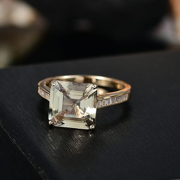 Shop Lc Certified & Appraised Luxoro AAA Turkizite And G-H I2 Diamond Ring In 14K Yellow Gold 5.25 Ctw (Del. In 10-15 Days)