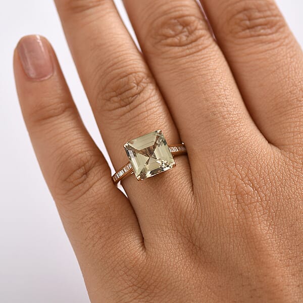 Shop Lc Certified & Appraised Luxoro AAA Turkizite And G-H I2 Diamond Ring In 14K Yellow Gold 5.25 Ctw (Del. In 10-15 Days)