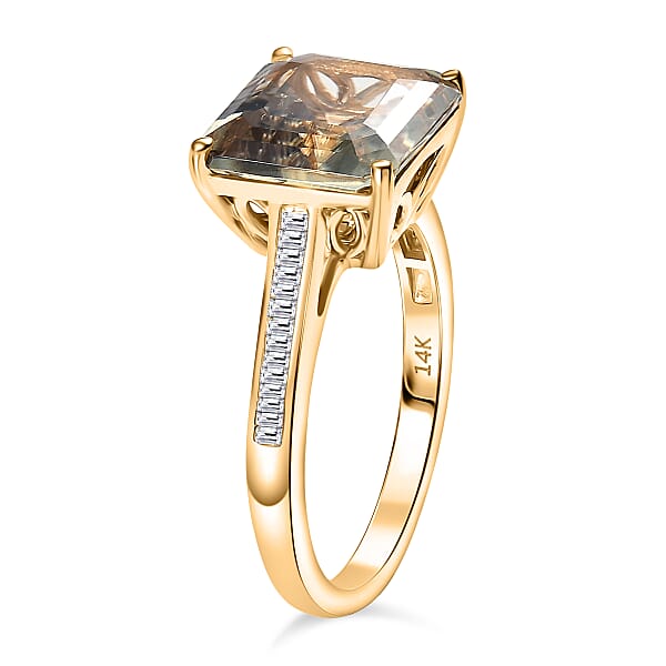 Shop Lc Certified & Appraised Luxoro AAA Turkizite And G-H I2 Diamond Ring In 14K Yellow Gold 5.25 Ctw (Del. In 10-15 Days)