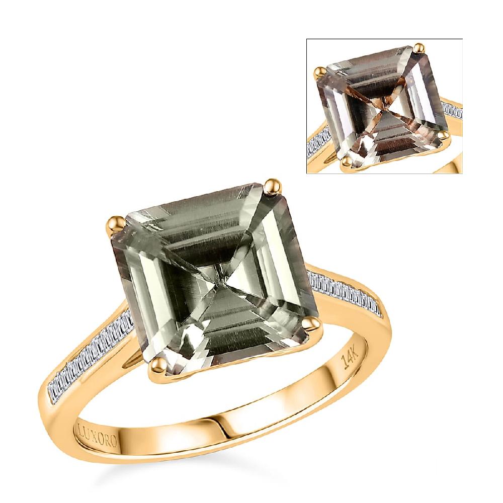 shop lc Certified & Appraised Luxoro AAA Turkizite and G-H I2 Diamond Ring in 14K Yellow Gold 5.25 ctw (Del. in 10-15 Days)