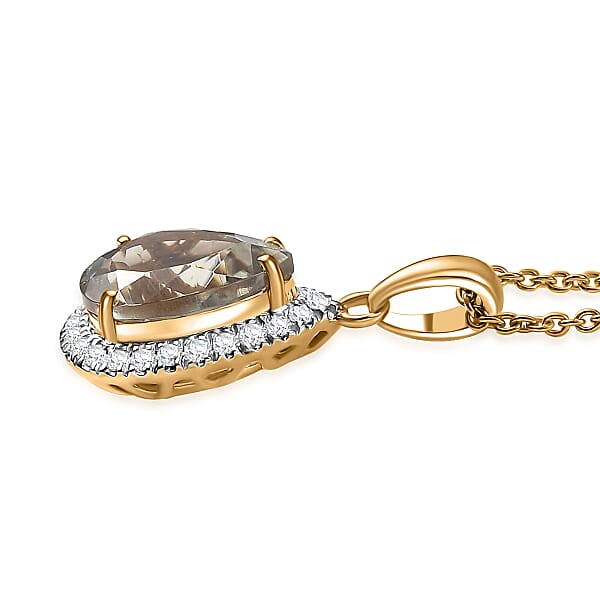 Shop Lc Certified & Appraised Luxoro AAA Turkizite And G-H I2 Diamond 2.57 Ctw Pendant Necklace In 14K Yellow Gold 20 Inches