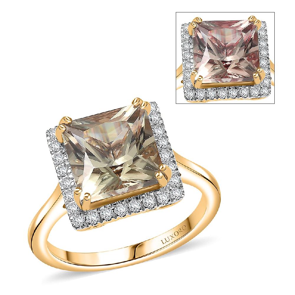 shop lc Certified & Appraised Luxoro AAA Turkizite and G-H I2 Diamond 4.90 ctw Ring in 14K Yellow Gold