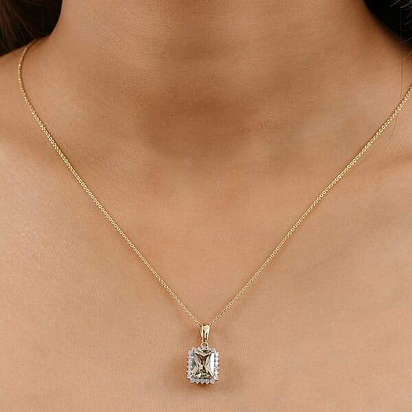 Shop Lc Certified & Appraised Luxoro AAA Turkizite And G-H I2 Diamond 3.15 Ctw Pendant Necklace In 14K Yellow Gold 20 Inches (Del. In 10-15 Days)