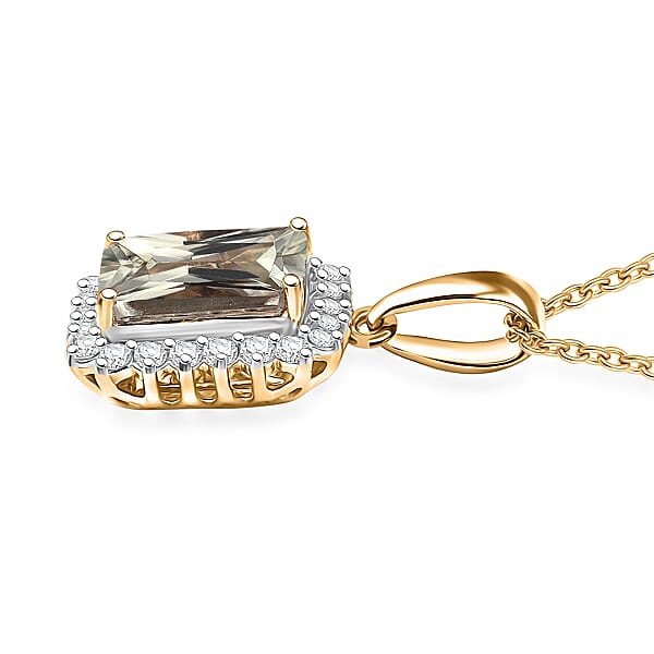 Shop Lc Certified & Appraised Luxoro AAA Turkizite And G-H I2 Diamond 3.15 Ctw Pendant Necklace In 14K Yellow Gold 20 Inches (Del. In 10-15 Days)