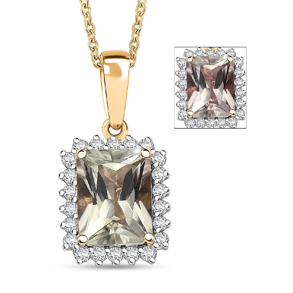 shop lc Certified & Appraised Luxoro AAA Turkizite and G-H I2 Diamond 3.15 ctw Pendant Necklace in 14K Yellow Gold 20 Inches (Del. in 10-15 Days)