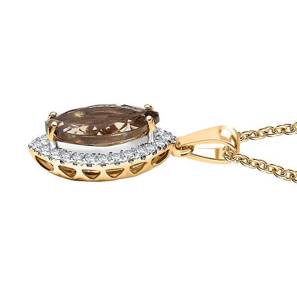 Shop Lc Certified & Appraised Luxoro AAA Turkizite And G-H I2 Diamond 2.57 Ctw Pendant Necklace In 14K Yellow Gold 20 Inches