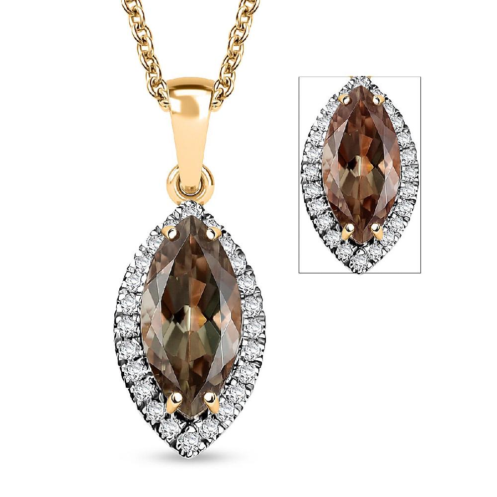 shop lc Certified & Appraised Luxoro AAA Turkizite and G-H I2 Diamond 2.57 ctw Pendant Necklace in 14K Yellow Gold 20 Inches