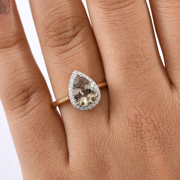 Shop Lc Certified & Appraised Luxoro AAA Turkizite And G-H I2 Diamond 2.44 Ctw Ring In 14K Yellow Gold