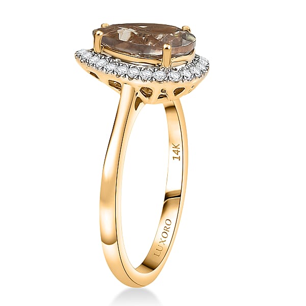 Shop Lc Certified & Appraised Luxoro AAA Turkizite And G-H I2 Diamond 2.44 Ctw Ring In 14K Yellow Gold