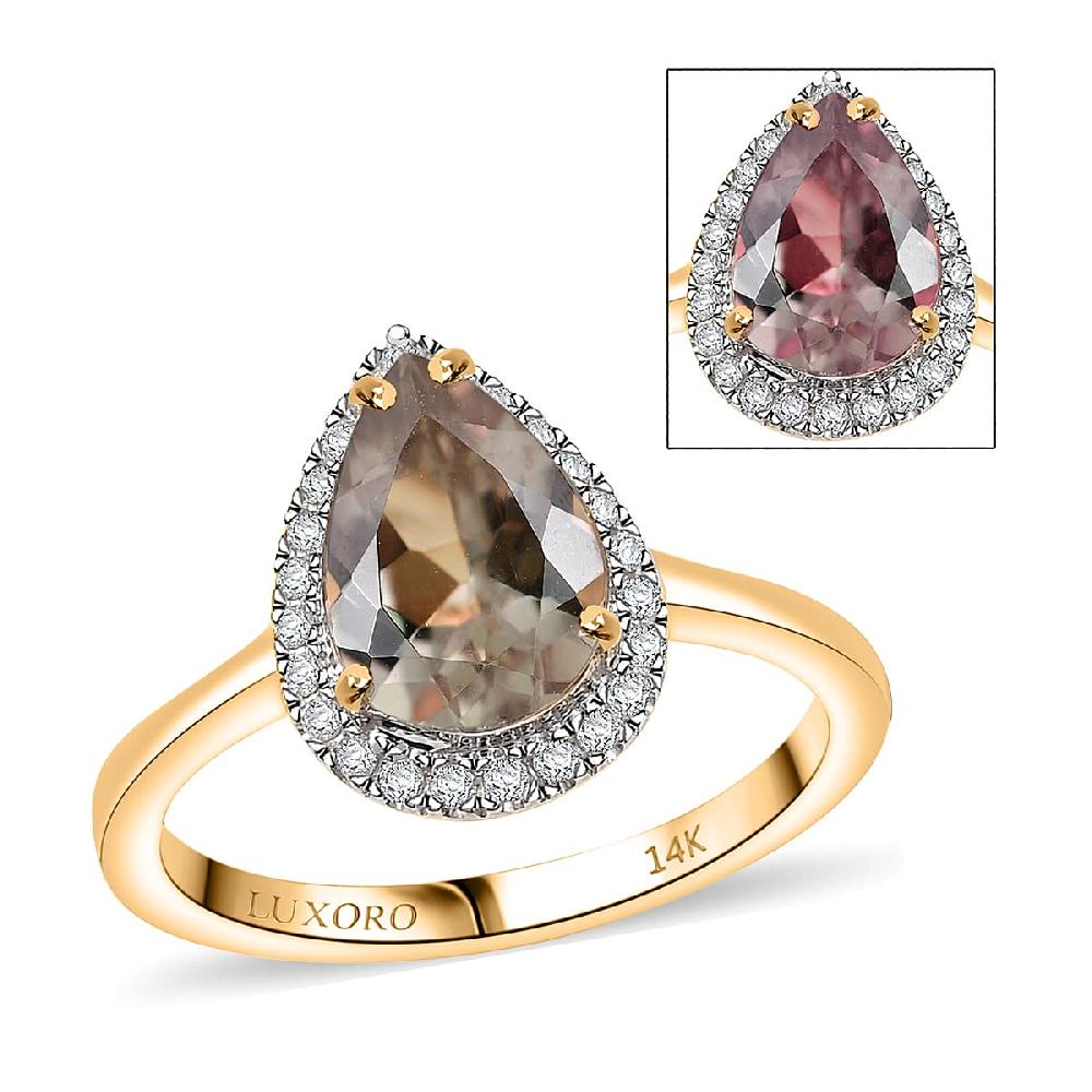 shop lc Certified & Appraised Luxoro AAA Turkizite and G-H I2 Diamond 2.44 ctw Ring in 14K Yellow Gold