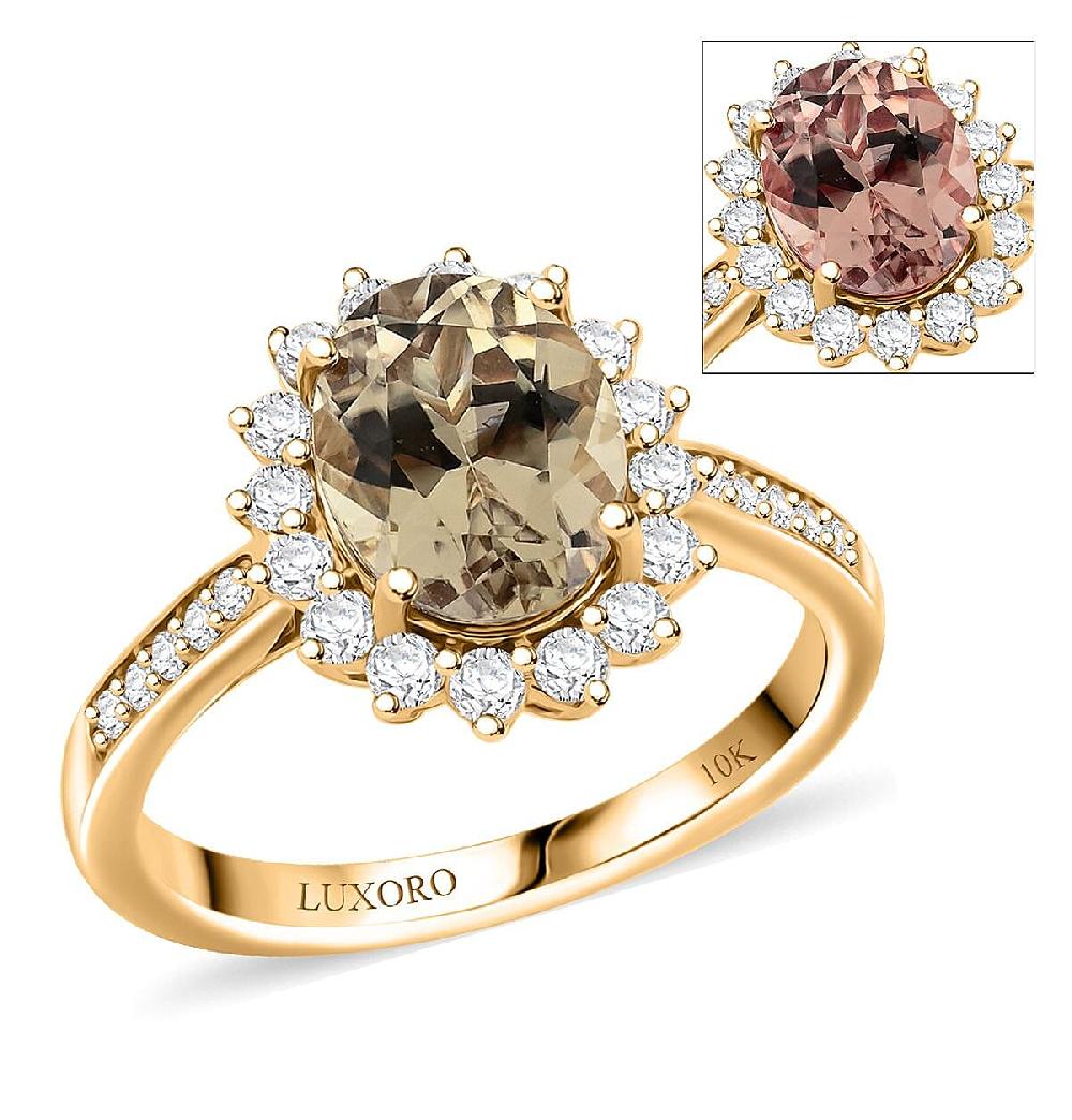 shop lc Certified & Appraised Luxoro AAA Turkizite and G-H I2 Diamond 2.50 ctw Ring in 10K Yellow Gold