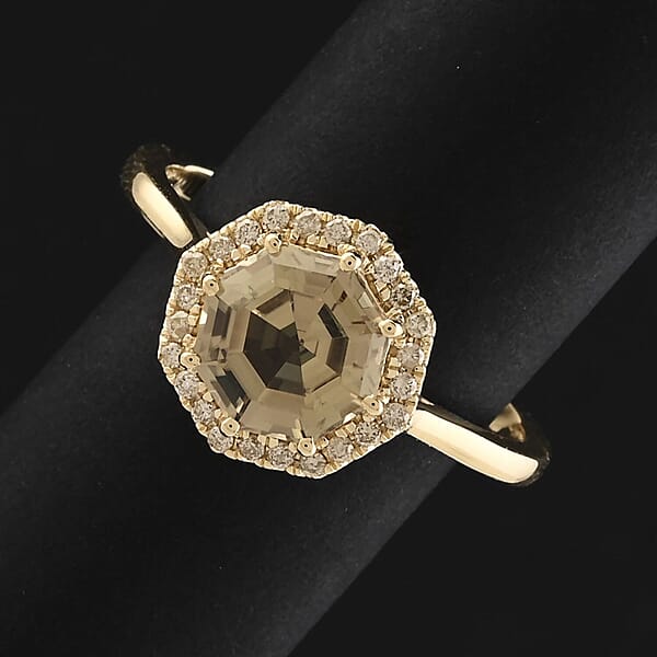 Shop Lc Certified & Appraised Luxoro AAA Turkizite And G-H I2 Diamond 2.60 Ctw Ring In 10K Yellow Gold