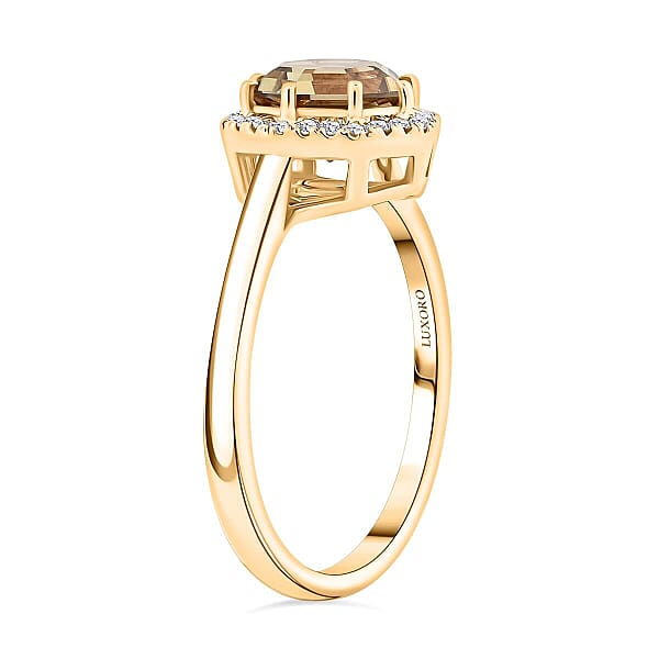 Shop Lc Certified & Appraised Luxoro AAA Turkizite And G-H I2 Diamond 2.60 Ctw Ring In 10K Yellow Gold