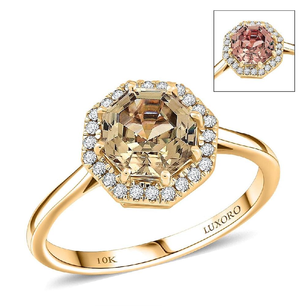 shop lc Certified & Appraised Luxoro AAA Turkizite and G-H I2 Diamond 2.60 ctw Ring in 10K Yellow Gold