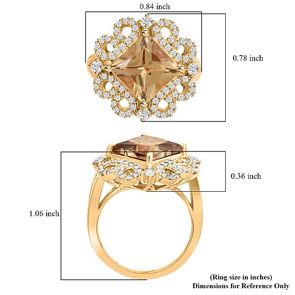 Shop Lc Certified & Appraised Luxoro AAA Turkizite And I2 Diamond 4.75 Ctw Ring In 14K Yellow Gold 6.35 Grams