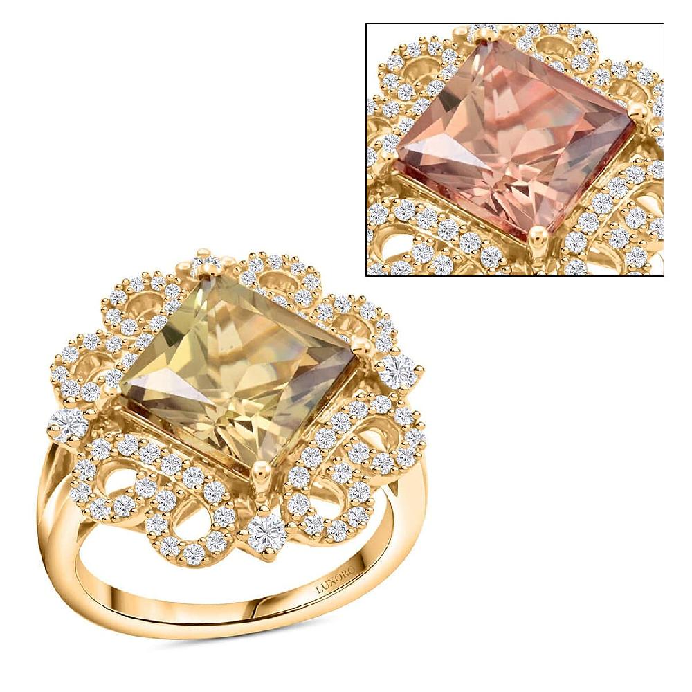 shop lc Certified & Appraised Luxoro AAA Turkizite and I2 Diamond 4.75 ctw Ring in 14K Yellow Gold 6.35 Grams