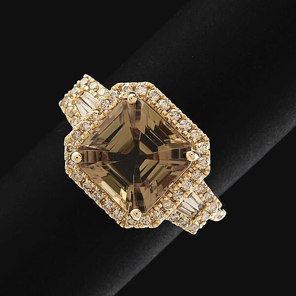 Shop Lc Certified & Appraised Luxoro AAA Turkizite Diamond G-H I2 5.00 Ctw Ring In 14K Yellow Gold