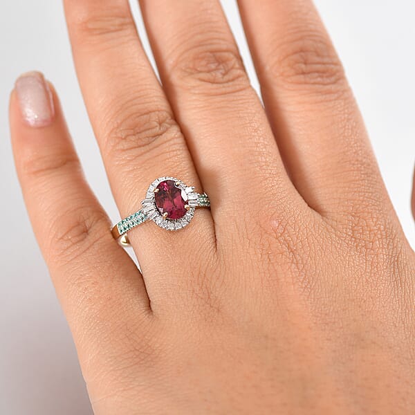 Shop Lc Certified & Appraised Luxoro AAAA Ouro Fino Rubellite Paraiba Tourmaline And I2 Diamond 2.30 Ctw Ring In 10K Yellow Gold