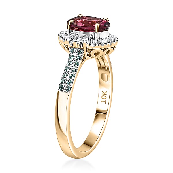 Shop Lc Certified & Appraised Luxoro AAAA Ouro Fino Rubellite Paraiba Tourmaline And I2 Diamond 2.30 Ctw Ring In 10K Yellow Gold