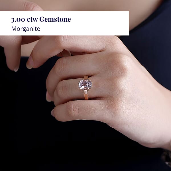 Shop Lc Certified & Appraised Luxoro AAAA Pink Morganite 3.00 Ctw Solitaire Ring In 14K Rose Gold