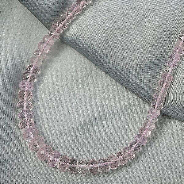 Shop Lc Certified & Appraised Luxoro Palmeiras Pink Morganite Beaded Graduated 110 Ctw Necklace 18-20 Inches In 14K Rose Gold