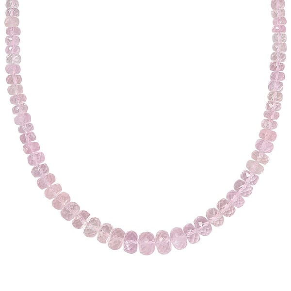 Shop Lc Certified & Appraised Luxoro Palmeiras Pink Morganite Beaded Graduated 110 Ctw Necklace 18-20 Inches In 14K Rose Gold