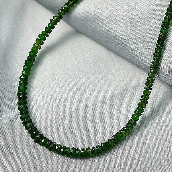Shop Lc Certified & Appraised Luxoro Premium Chrome Diopside Beaded Graduated 110.00 Ctw Necklace 18-20 Inches In 10K Yellow Gold