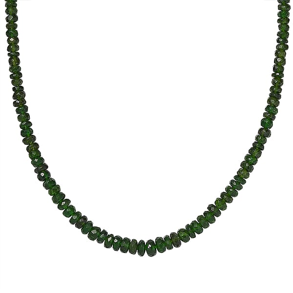 Shop Lc Certified & Appraised Luxoro Premium Chrome Diopside Beaded Graduated 110.00 Ctw Necklace 18-20 Inches In 10K Yellow Gold