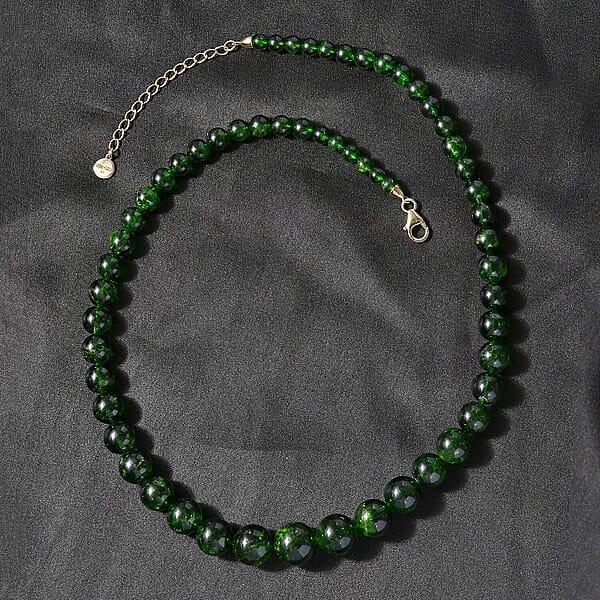 Shop Lc Certified & Appraised Luxoro Premium Chrome Diopside 245.55 Ctw Beaded Graduated Necklace In 14K Yellow Gold 18-20 Inches