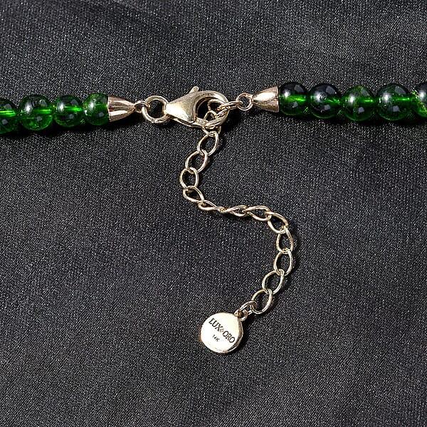 Shop Lc Certified & Appraised Luxoro Premium Chrome Diopside 245.55 Ctw Beaded Graduated Necklace In 14K Yellow Gold 18-20 Inches