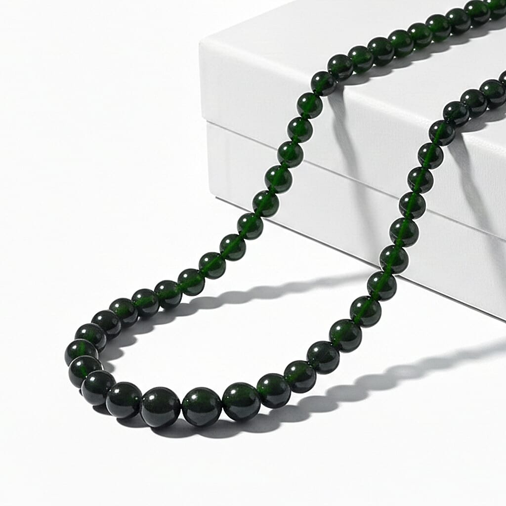 shop lc Certified & Appraised Luxoro Premium Chrome Diopside 245.55 ctw Beaded Graduated Necklace in 14K Yellow Gold 18-20 Inches