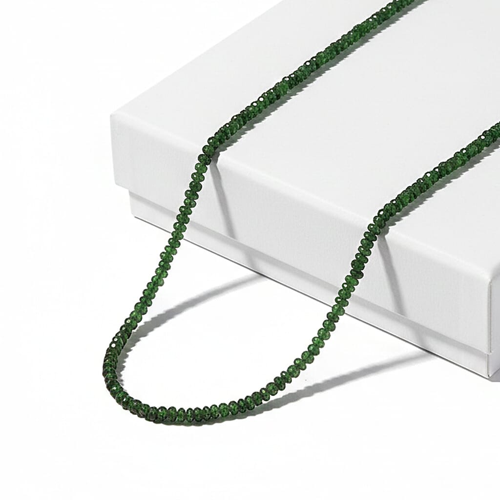 shop lc Certified & Appraised Luxoro Premium Chrome Diopside Beaded Graduated 110.00 ctw Necklace 18-20 Inches in 10K Yellow Gold