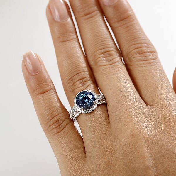 Shop Lc Certified & Appraised Luxuriant AAA Lab Grown Alexandrite And E-F VS Lab Grown Diamond 5.63 Ctw Ring In 10K White Gold