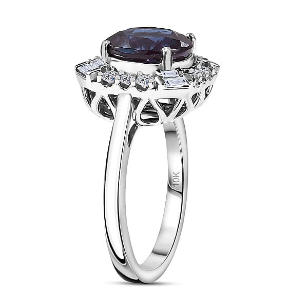 Shop Lc Certified & Appraised Luxuriant AAA Lab Grown Alexandrite And Diamond G-H SI 5.57 Ctw Ring In 10K White Gold