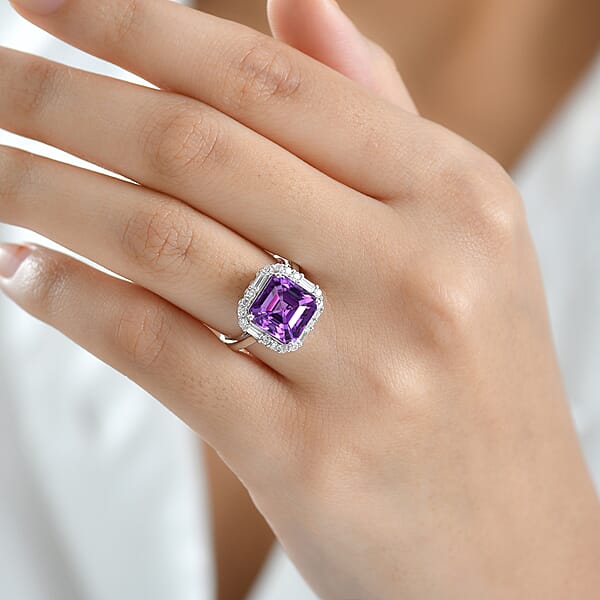 Shop Lc Certified & Appraised Luxuriant AAA Lab Grown Purple Sapphire And Diamond G-H SI 7.00 Ctw Ring In 10K White Gold