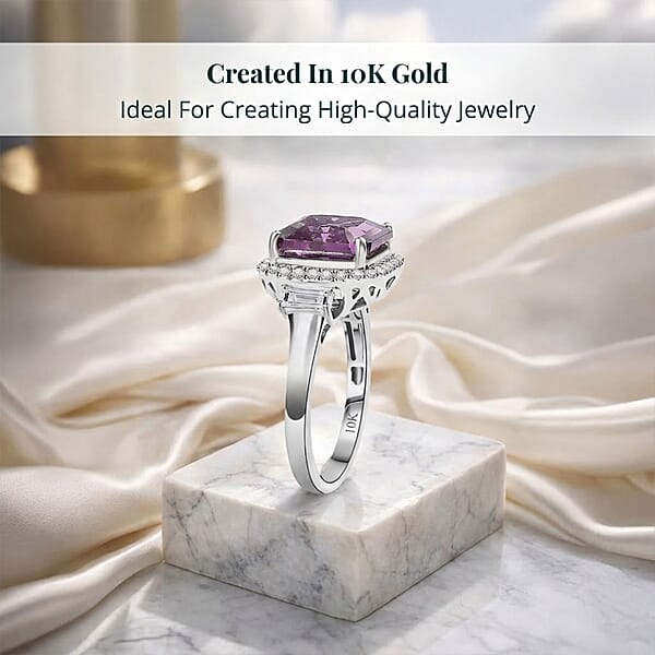Shop Lc Certified & Appraised Luxuriant AAA Lab Grown Purple Sapphire And E-F VS Lab Grown Diamond 7.16 Ctw Ring In 10K White Gold