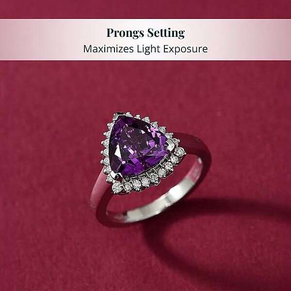 Shop Lc Certified & Appraised Luxuriant AAA Lab Grown Purple Sapphire And E-F VS Lab Grown Diamond 5.17 Ctw Ring In 10K White Gold