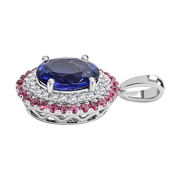Shop Lc Certified & Appraised Rhapsody 3.75 Ctw AAAA Tanzanite Pink Spinel And E-F VS Diamond Pendant Without Chain In 950 Platinum