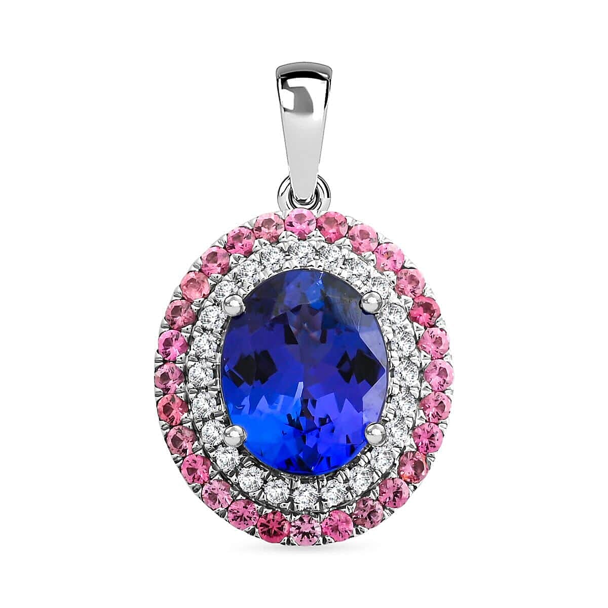 shop lc Certified & Appraised Rhapsody 3.75 ctw AAAA Tanzanite Pink Spinel and E-F VS Diamond Pendant without Chain in 950 Platinum