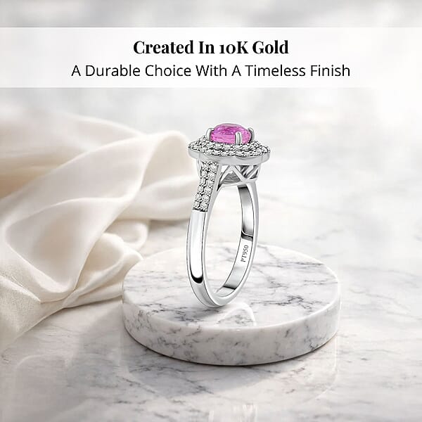 Shop Lc Certified & Appraised Rhapsody 950 Platinum AAA Madagascar Pink Sapphire Diamond (F-E VS) (0.41 Cts) Ring (7 G) 1.75 Ctw