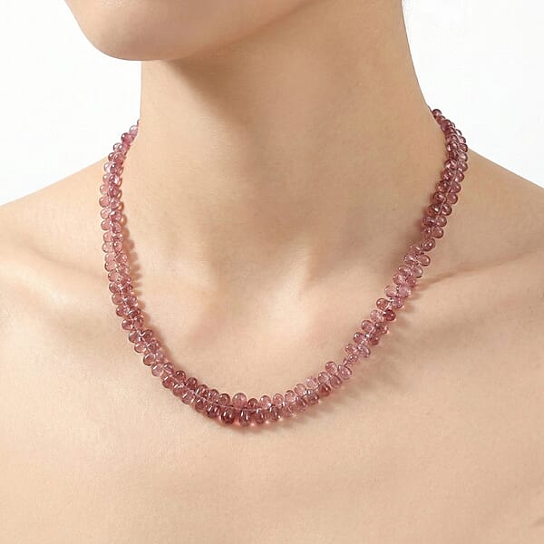 Shop Lc Certified & Appraised Rhapsody 950 Platinum AAA Morro Redondo Pink Tourmaline Beaded Graduation Necklace 18 Inches 40.00 Ctw