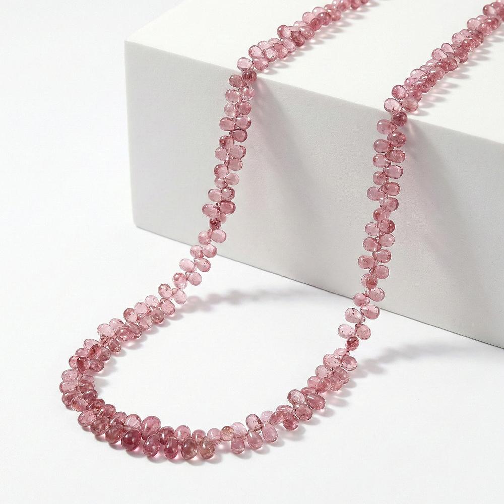 shop lc Certified & Appraised Rhapsody 950 Platinum AAA Morro Redondo Pink Tourmaline Beaded Graduation Necklace 18 Inches 40.00 ctw